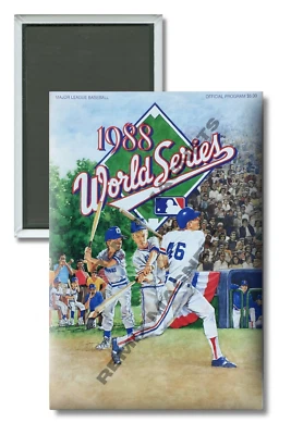 1988 World Series OAK A's LA Dodgers MLB Program 2 x 3 Refrigerator Magnet - Image 1 of 3