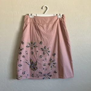 Downeast Basics Skirt Womens Medium Pink A Line Knee Length BOHO Chic Floral - Picture 1 of 13