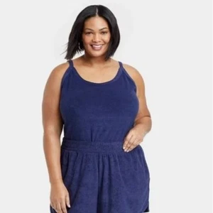 NEW Ava & Viv Navy Blue Terry Cloth Tank Top Size 3X - Picture 1 of 7