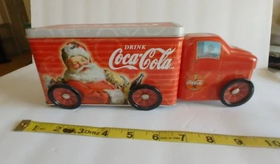 COCA-COLA Delivery Truck Tin with Wheels & Two Compartments - Image 1 of 4
