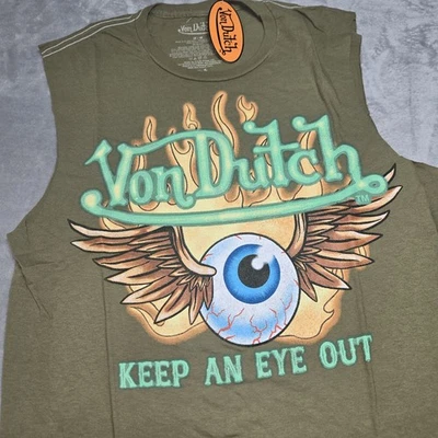 Von Dutch - Camiseta Manga Menos - Marrón Oliva - Talla Mediana - Totalmente Nueva Con Etiquetas Foto 1 de 4