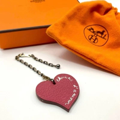 [Buen Estado] Hermes Llavero Cuero Corazón San Valentín Limitado Naranja x  Foto 1 de 4
