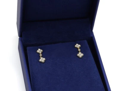 14K Gold Natural Diamond Drop Earrings 0.69ct Flower Design - Image 1 of 4