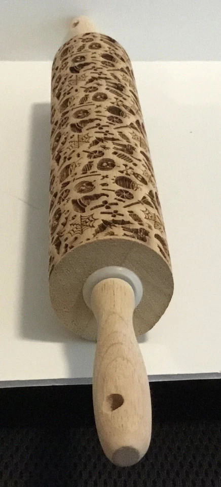 Embossed Laser Cut Rolling Pin. Lots Of Halloween Cookies Designs.  0929 BBR#12 - Image 1 of 4
