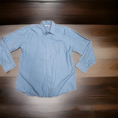 Chrysler Logo Blue Long Sleeve Button Down Cotton Shirt Mens Large - Image 1 of 4