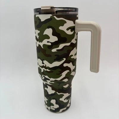 Taza de viaje Hydrapeak con estampado de camuflaje de 30 oz con tapa de mango de acero inoxidable Foto 1 de 2