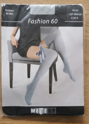 Overknee Strümpfe mit Satin Zierschleife - Light Melange - Gr.39-42 - NEU - Bild 1 von 3