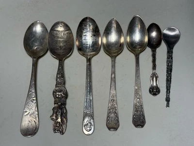 7 cucharaditas vintage de plata esterlina demitasse, recuerdo o patrón vintage Foto 1 de 4