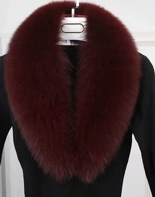 Nuevo cuello de piel de zorro cuello envolvente bufanda mujer chaqueta cuello vino tinto regalo de vacaciones Foto 1 de 4