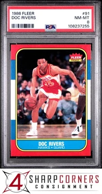 1986 FLEER #91 DOC RIVERS RC HAWKS PSA 8 - Image 1 of 3