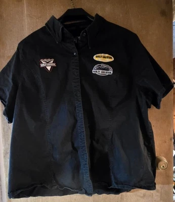 Женская черная рубашка на пуговицах Harley-Davidson 3W вышитые нашивки Макао - Изображение 1 из 4