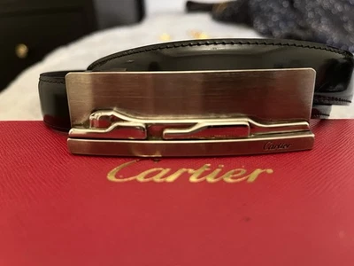 Cinturón Cartier de charol negro con hebilla Panthere para mujer Foto 1 de 4