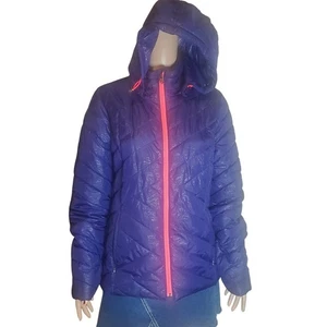 Tek Gear Warm Tek Size L Purple Woman's Hooded Quilted Puffer Jacket Packable - Picture 1 of 9