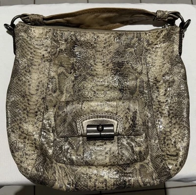Coach Bag Kristin Python Snakeskin Print Shoulder bag Neutral Hobo #15361 - Image 1 of 4