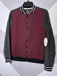 Wonder Nation Boys Burgundy Heather Gray Full Zip Quilted Jacket XL 14/16 ~ NWT - Picture 1 of 8