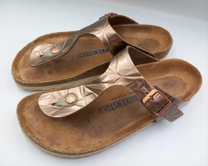 Birkenstock Gizeh Soft Footbed Bronze Size UK 6 EU 39 Narrow Fitting VGC - Picture 1 of 6