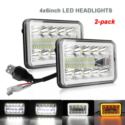 Par de faros LED 4x6 pulgadas lente 4D alta/baja con DRL para Dodge Stealth 1991-1993 Foto 1 de 4