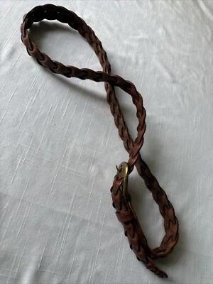 Cinturón de cuero trenzado Boston Trade 36" hebilla de latón Foto 1 de 4