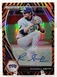 Russell Smith 1/25 Auto Tiger Stripe Prizm 2021 Panini Prizm Draft Picks TCU - Picture 1 of 2