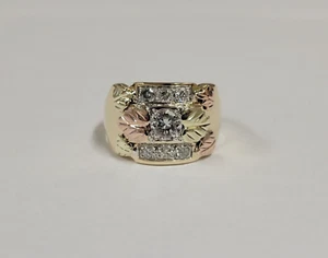 14k Round Diamonds 1.04ctw. Custom Made Black Hills Gold Mens Ring Size 11.5 - Picture 1 of 14