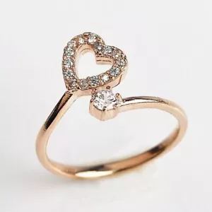 0.50 Ct Round Simulated Diamond Heart Adjustable Toe Ring 14k Rose Gold Plated - Picture 1 of 4