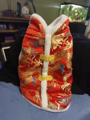  New Year's Dog Dragon Robe Costumes Warm Cat Cheongsam Winter Pet Clothes Vests - Image 1 of 4