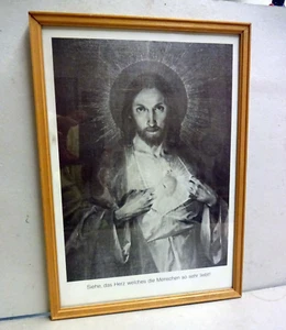 Bild mit Kunstdruck Herz Jesu und schönem Spruch, Gr. 22 x 31 cm - Bild 1 von 1