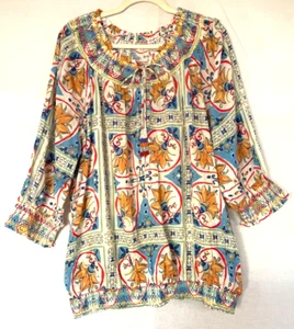 Lovely *MONSOON* Cotton Beaded Tassel Top M/L - Picture 1 of 10