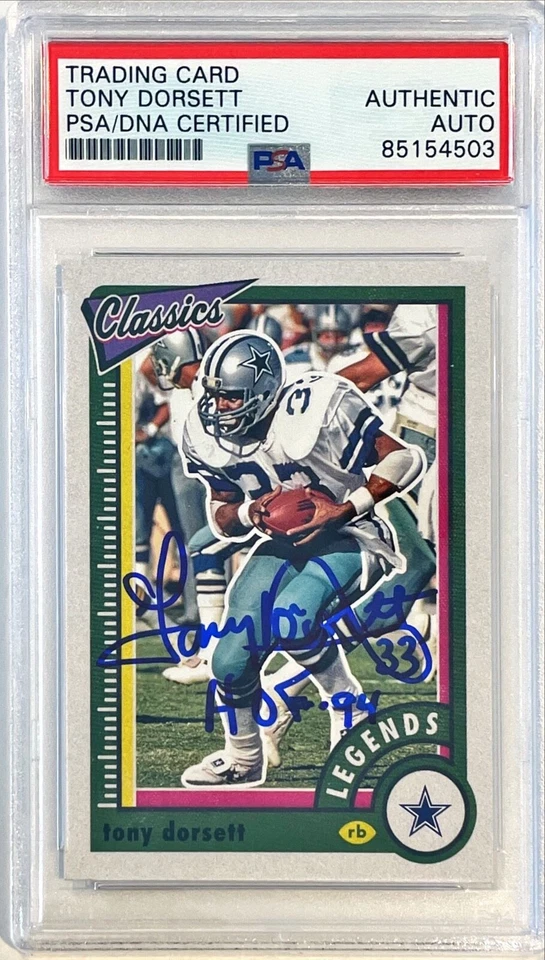 2022 Panini Classics Tony Dorsett Cowboys Legends Signed Auto Card #114 PSA DNA - Image 1 of 1