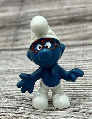 Pitufos 20006 Pitufo Brainy Gafas Rojas Raro De Colección PVC Juguete Estatuilla Peyo Foto 1 de 4