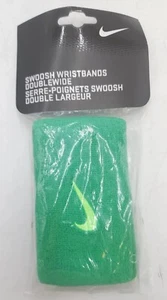 Nike Swoosh Double-Wide Wristbands Pair Green/Neon Green Terry Unisex Tennis - Picture 1 of 11