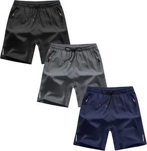 Boys Shorts Quick Dry Athletic Running Shorts with Zipper Pockets - Picture 1 of 12