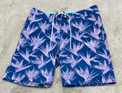 Bañador Bonobos Para Hombre Mediano 31x9 Azul Estampado Tropical Bolsillos Forrado 6579 Foto 1 de 4