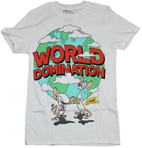 Pinky and the Brain Adult New T-Shirt  - World Domination Globe Pic
