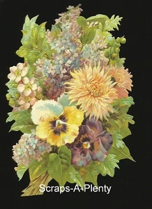 German Embossed Scrap Die Cut- Large Colorful Flower Bouquet BK5075  (BK Series) - Picture 1 of 1