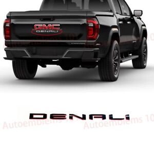 1PC Gloss Black Red Rear Tailgate DENALI Letter Emblem Fit 2023+ Canyon DENALI
