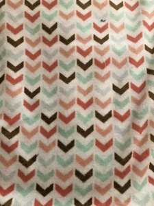 Micro Fleece Anti Pill Broken Chevron Geometric Mint Coral Pastels 64" X 41" - Picture 1 of 5