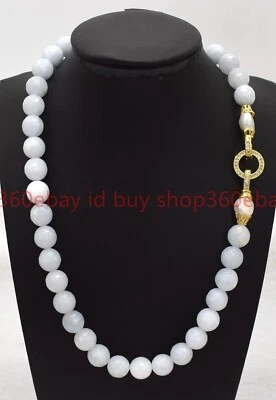 Collar de perlas blancas facetadas de 10 mm azul claro aguamarina gemas redondas cuentas 16-32 pulgadas Foto 1 de 4