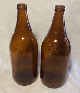 2 Vintage Amber Anheuser Busch Beer Bottle 1 Quart 32oz Embossed Turkey at Neck - Picture 1 of 9