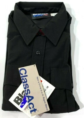 NEW MEDIUM REGULAR BLAUER MENS 8910 S/S RAYON BLEND ZIPPER SHIRT BLACK MEDIUM - Image 1 of 4