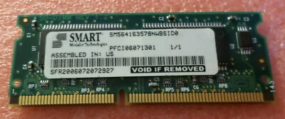 SM564163578NWBSID0 Smart 128MB PC100 non-ECC Unbuffered 144-Pin SoDimm (C9B5) - Image 1 of 4