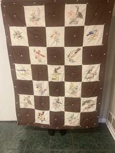 Bird Quilt-Handmade Embroidered Bird Species Tied Quilt - Picture 1 of 17