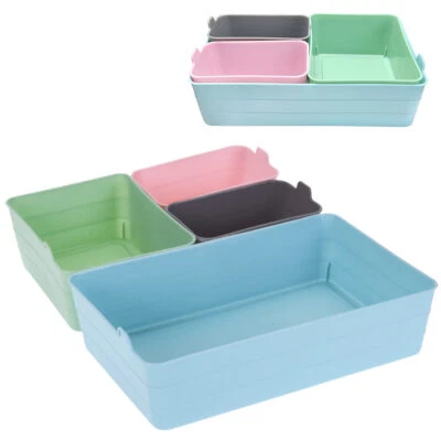 4er Set Schubladen Organizer Box Fach Einteiler Küche Kosmetik Kunststoff Büro - Bild 1 von 4