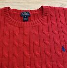 Polo Ralph Lauren Red Cable Knit Sweater Boys XL 18-20 Cotton Pullover Crewneck