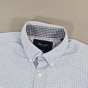 Eden Park Mens Shirt Blue Medium Gingham Check Cotton Preppy Casual - Picture 1 of 12