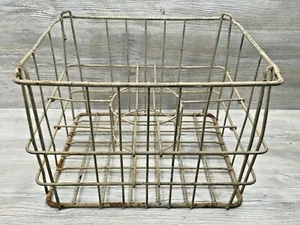 Large Vintage Interesting Metal Wire Milk Dairy Basket Crate w/ Ring in Center - Picture 1 of 5