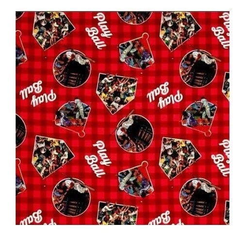 Baseball Fabric - Saturday Evening Post Play Ball Plaid Red - Springs YARD - Image 1 of 1