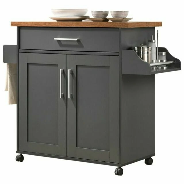 Hodedah HIK78 Kitchen Cart - Grey Oak