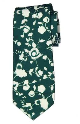 Gravata Cole Haan de seda e algodão floral verde seda branca masculina - Imagem 1 de 2