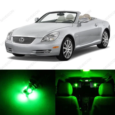Paquete de 9 luces interiores LED verdes para Lexus SC430 2002-2010 + HERRAMIENTA DE PALANCA Foto 1 de 4